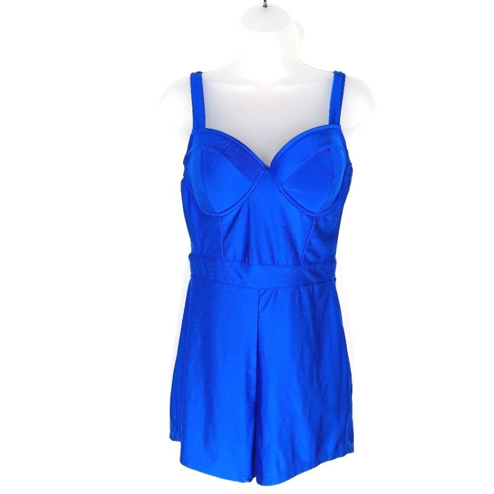HAUTE MONDE Women’s Cobalt Blue Corset Romper Large Bustier Fitted